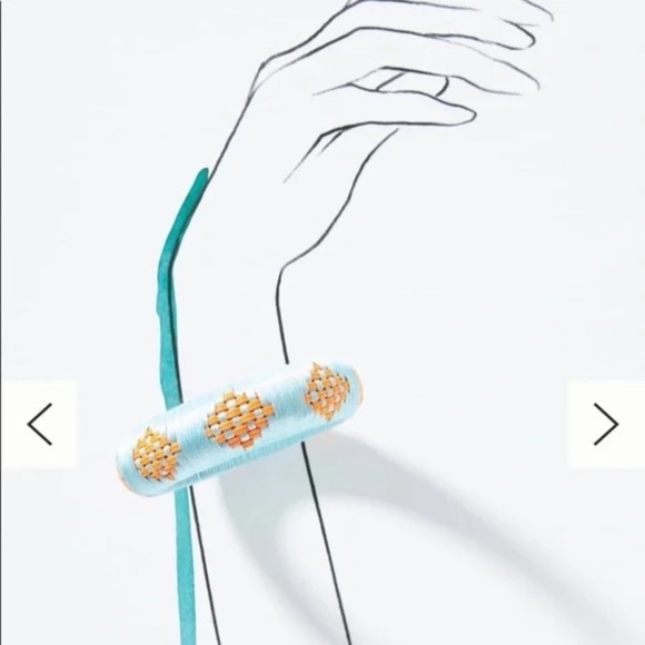 NWT  Anthropologie Patterned  Woven Bracelet Blue - Picture 4 of 4